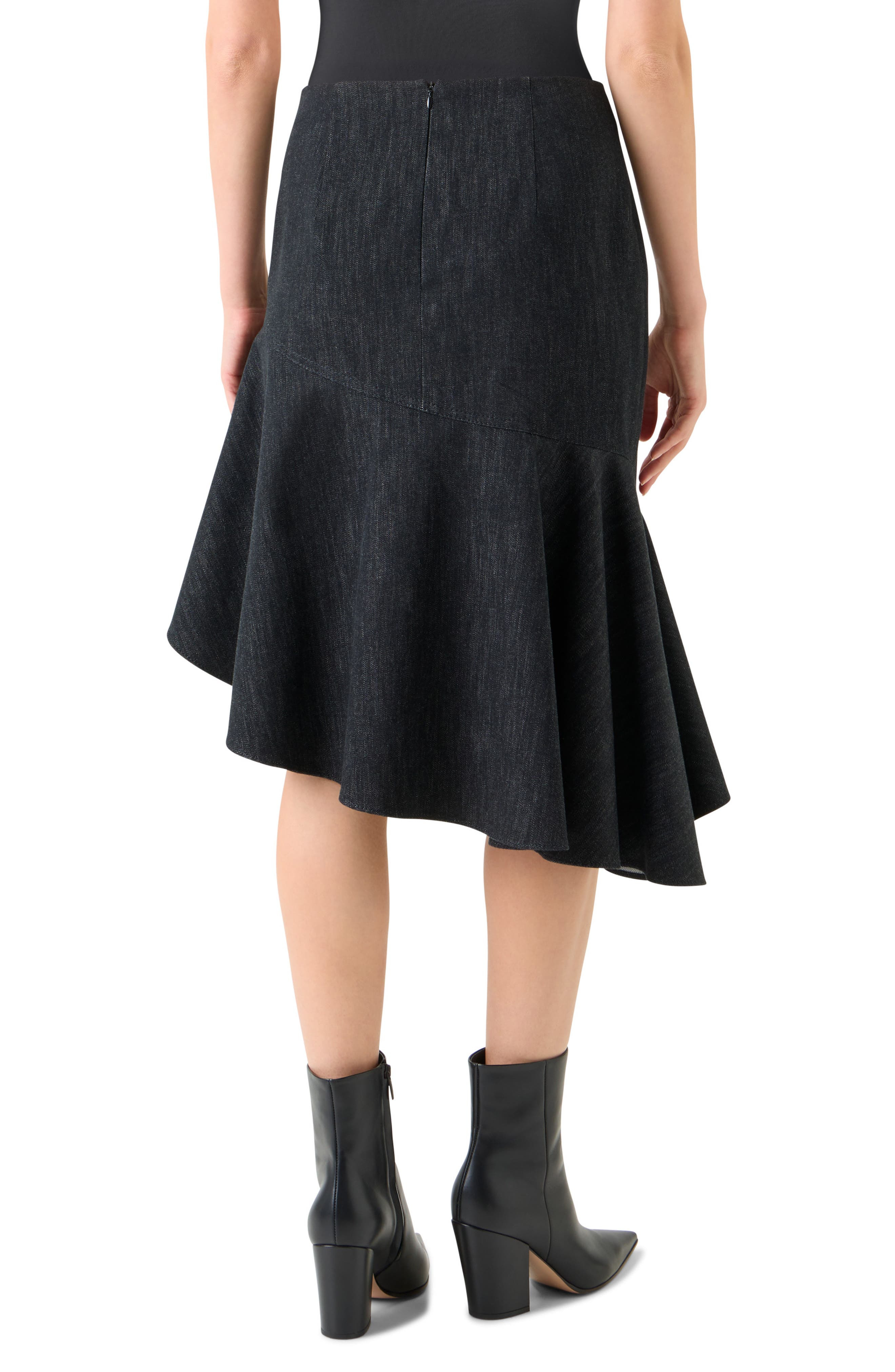 Akris Asymmetric Denim Skirt in Black Denim at Nordstrom - 2