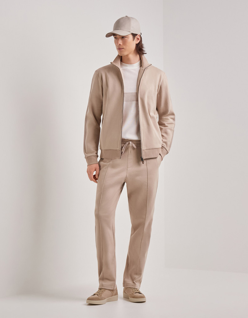 Canali BEIGE COTTON BLEND ZIPPERED SWEATSHIRT outlook