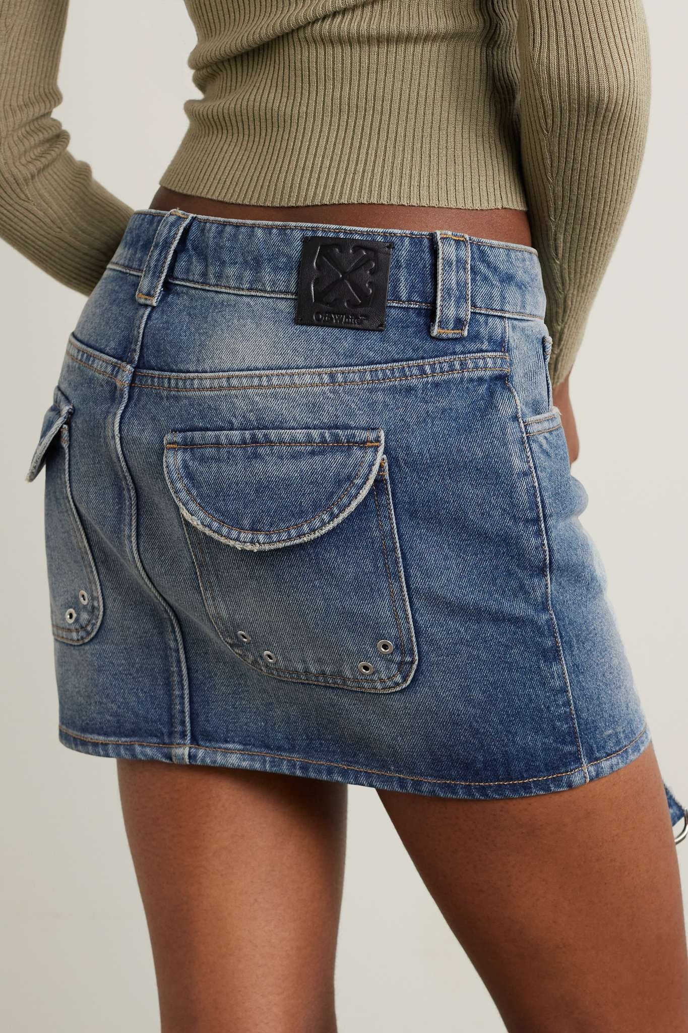 Distressed denim mini skirt - 3