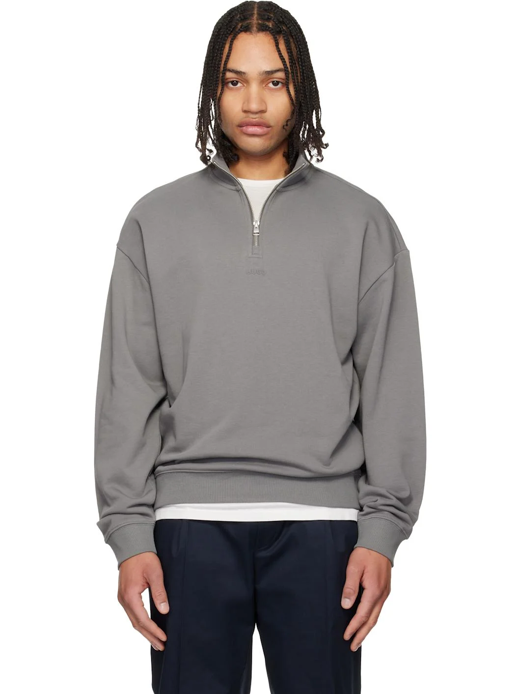 Gray Cotton Terry Logo-Print Sweatshirt - 1