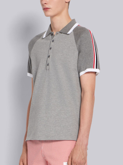 Thom Browne Light Grey Pique Raglan Sleeve Polo outlook