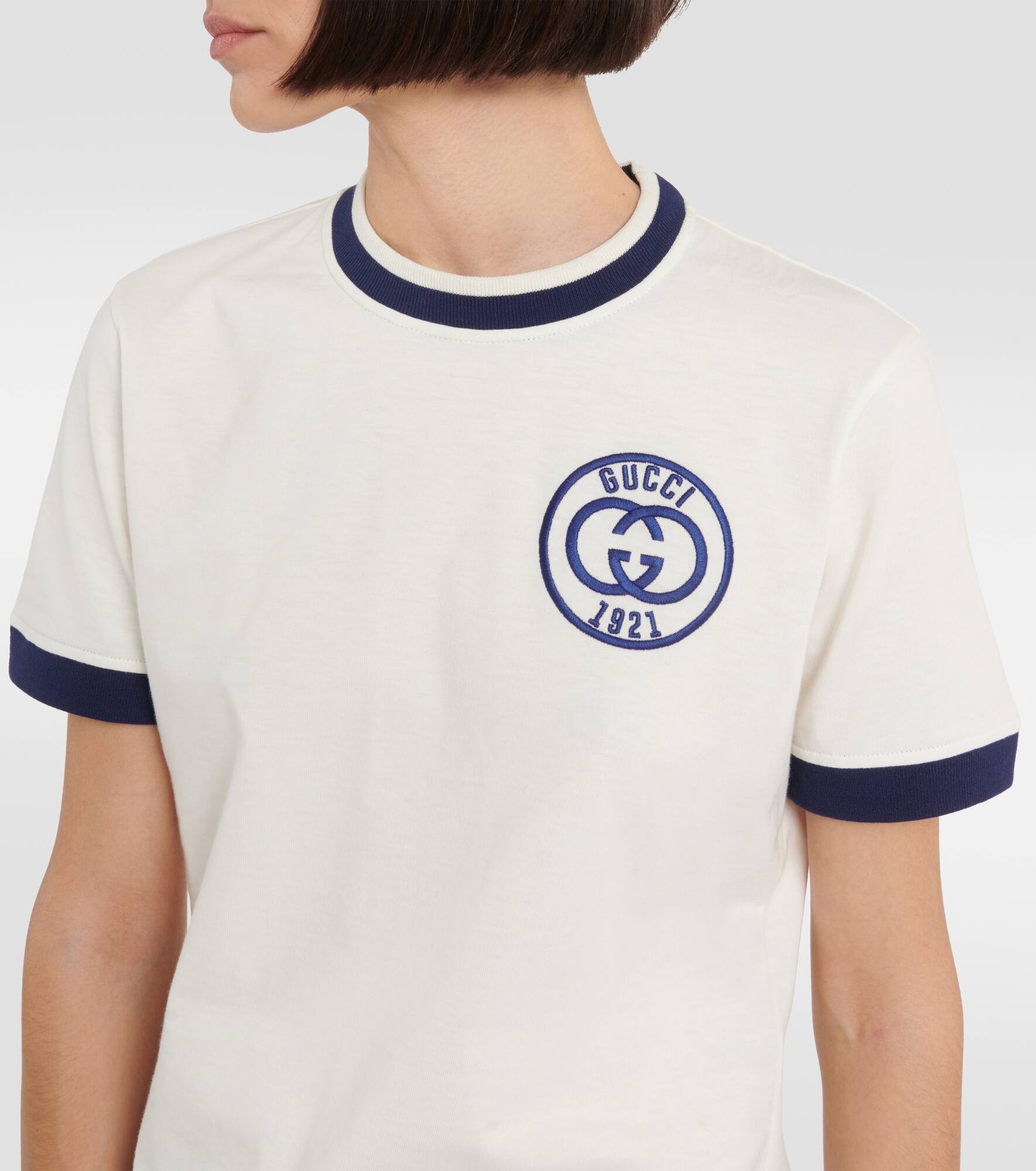 Logo embroidered cotton T-shirt - 4