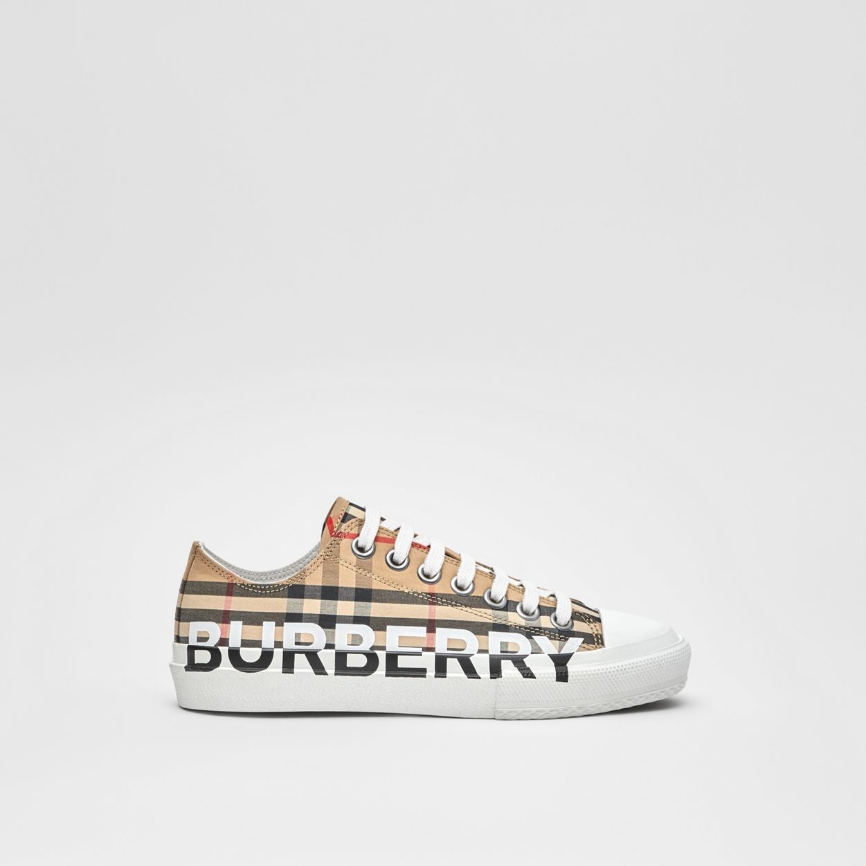 Logo Print Vintage Check Cotton Sneakers - 2