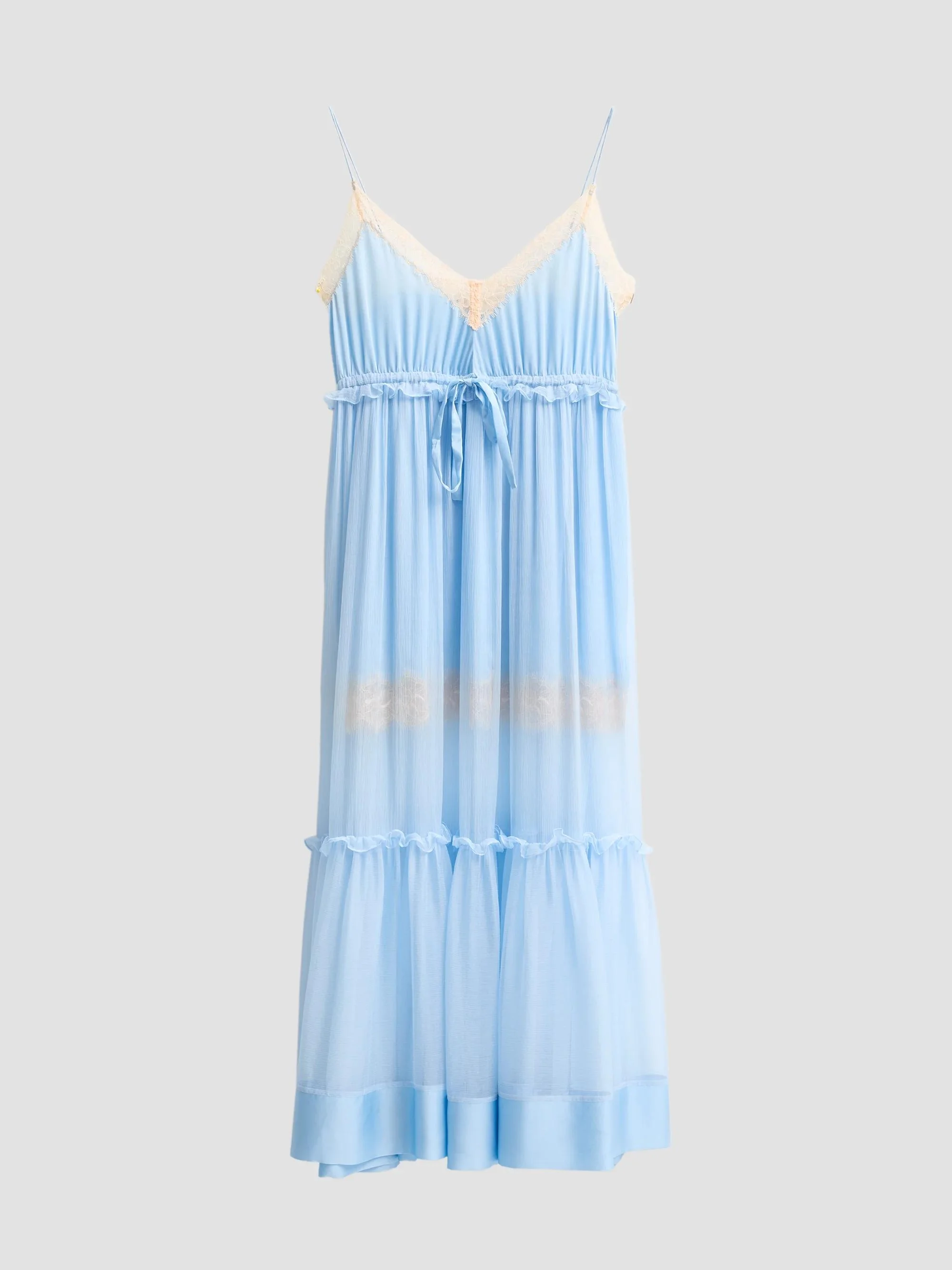 Women's Imogen Lace-Trimmed Silk Maxi Slipdress - Hydrangea - 1
