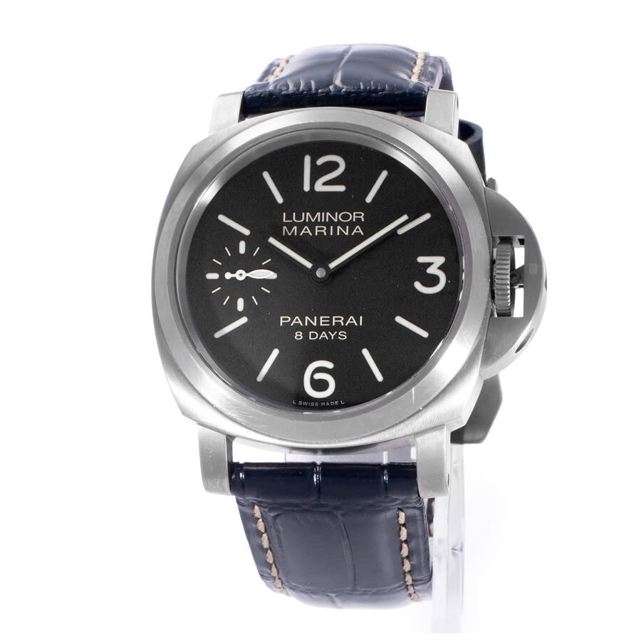 Pre-owned Panerai Luminor Marina 8 Days Hand Wind Black Dial Men's Watch PAM00564 - 2
