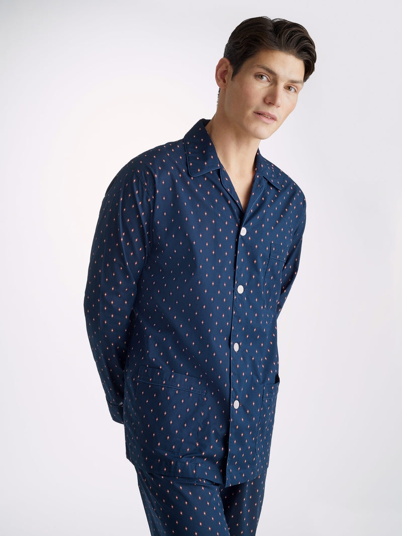 Men's Classic Fit Pyjamas Neslon 96 Cotton Batiste Navy - 5