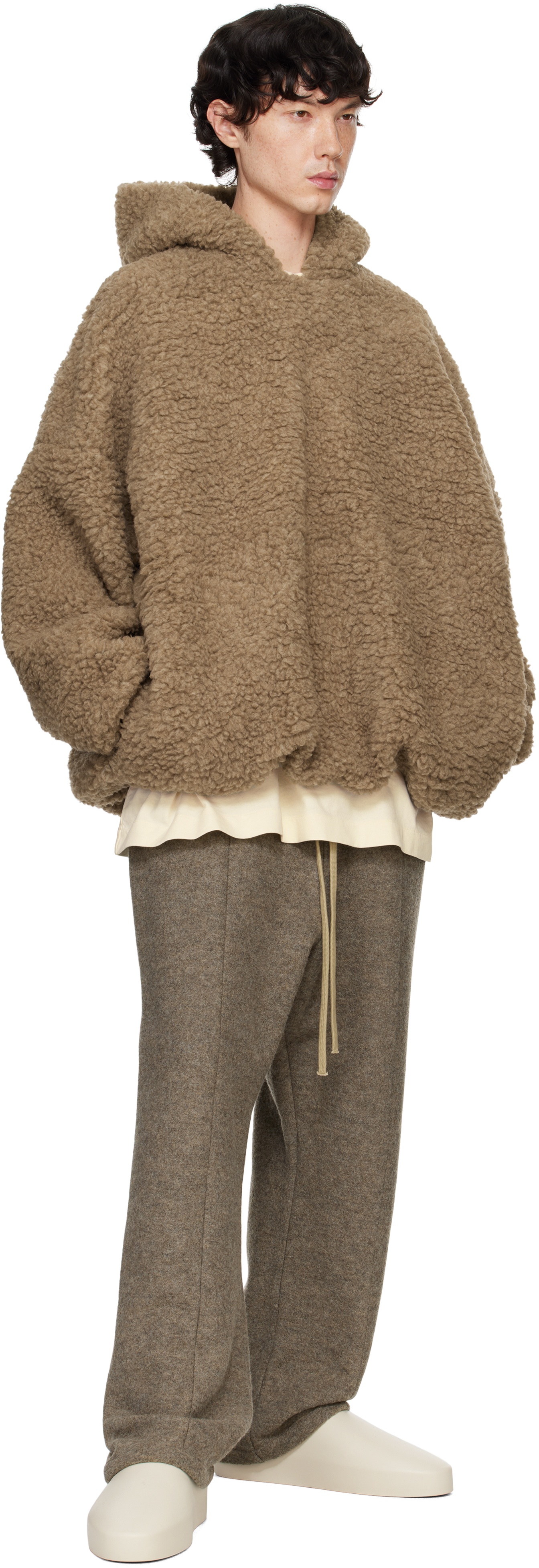 Brown Boiled Wool Forum Lounge Pants - 4