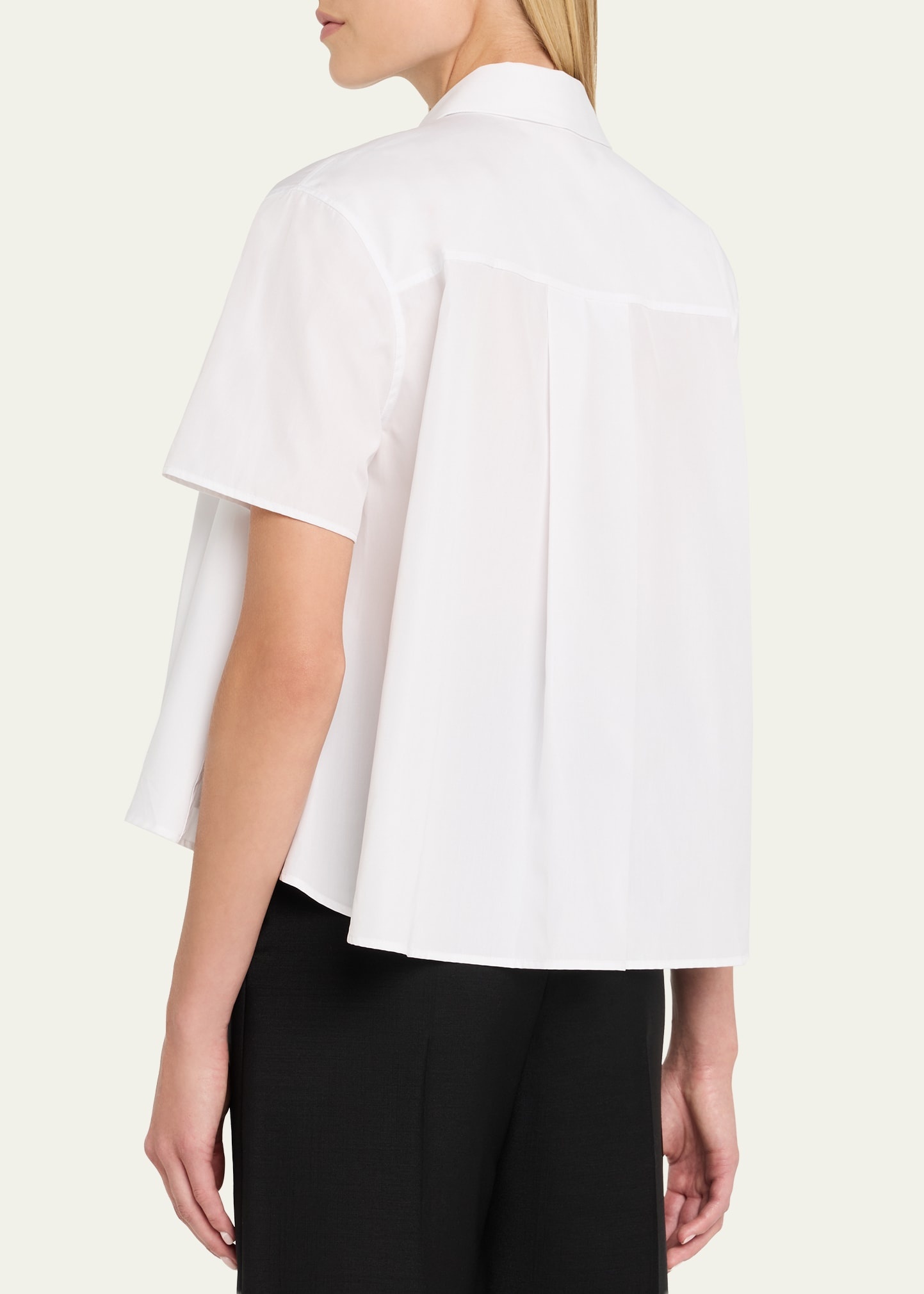 Poplin Short-Sleeve Trapeze Blouse - 3
