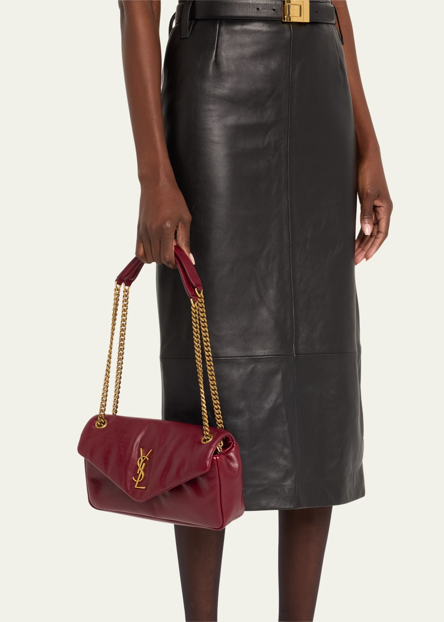 Calypso Small YSL Shoulder Bag in Smooth Padded Leather - 2