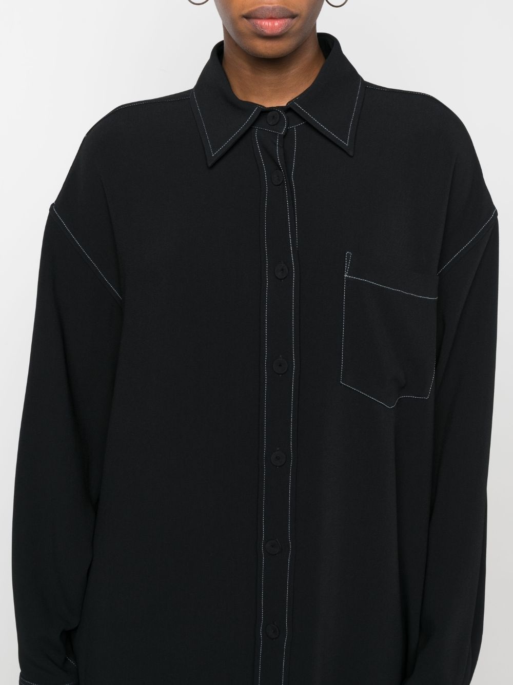 contrast-stitching long-sleeve shirt - 5