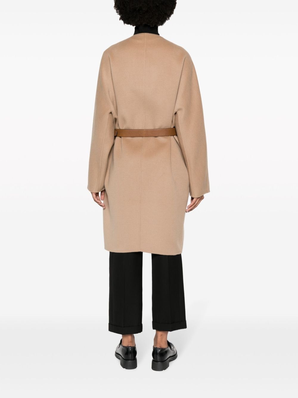 single-breasted belted coat - 4