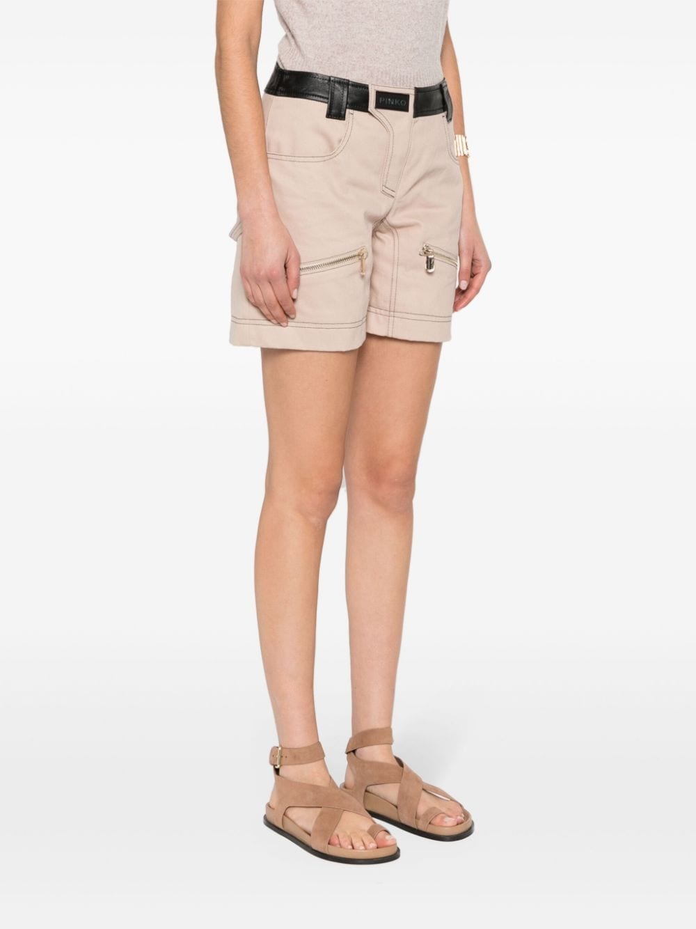 Scilla panelled-leather shorts - 3