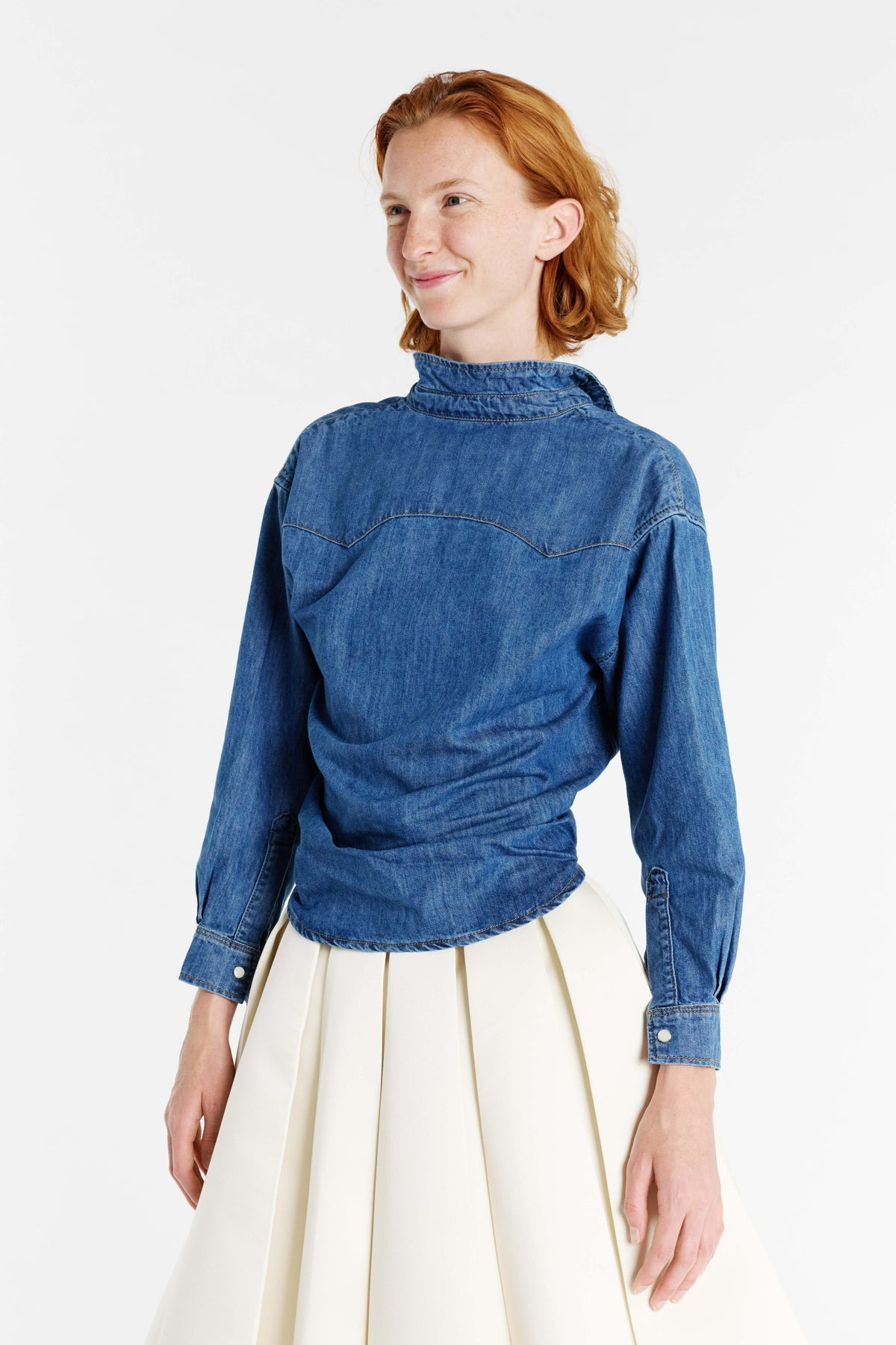BACK TO FRONT DENIM SHIRT MID BLUE - 3