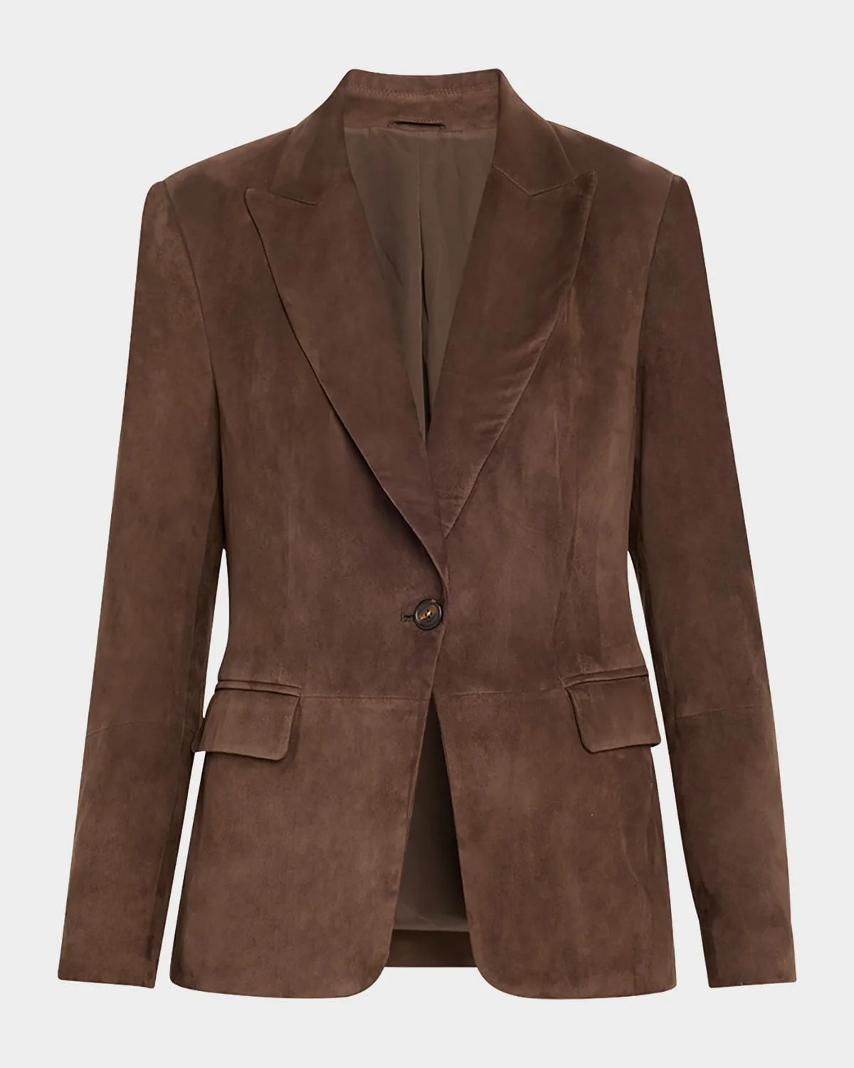 Suede Single-Breasted Blazer Jacket - 1