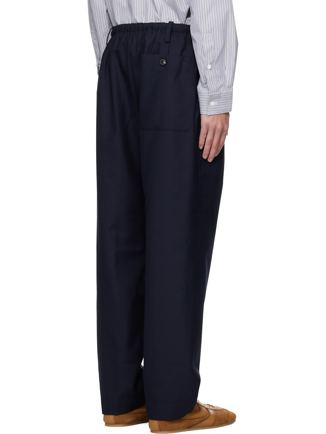 Navy Wool Trousers - 3