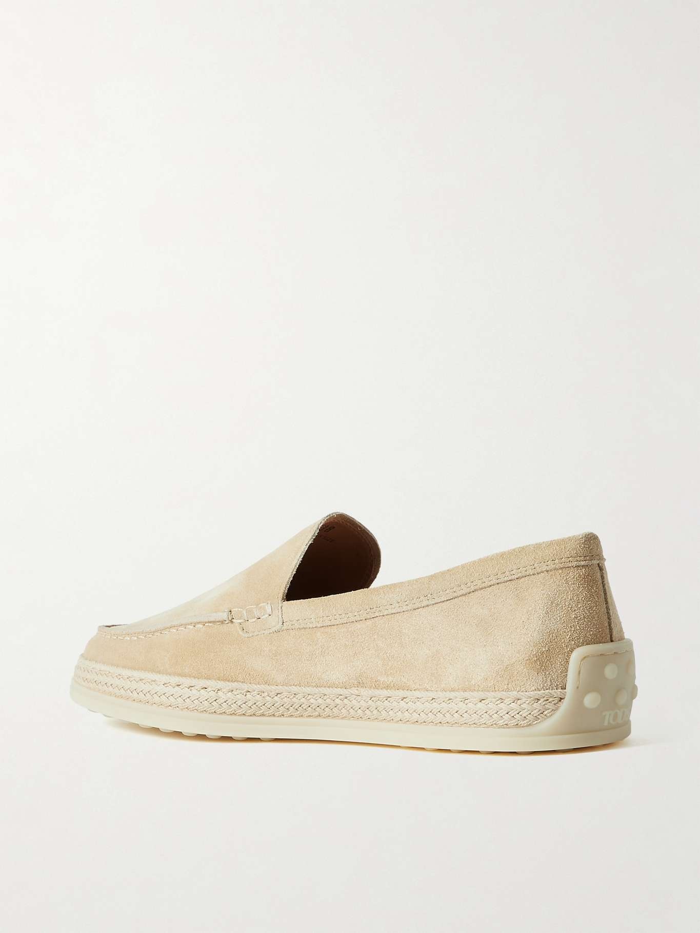 Raffia-trimmed suede loafers Beige - 3