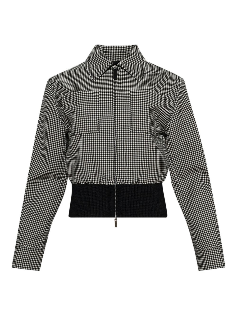 check-pattern zip-front jacket - 1