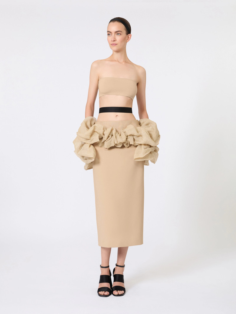 Max Mara BACCANO Viscose jersey midi skirt with ruffles - CAMEL outlook