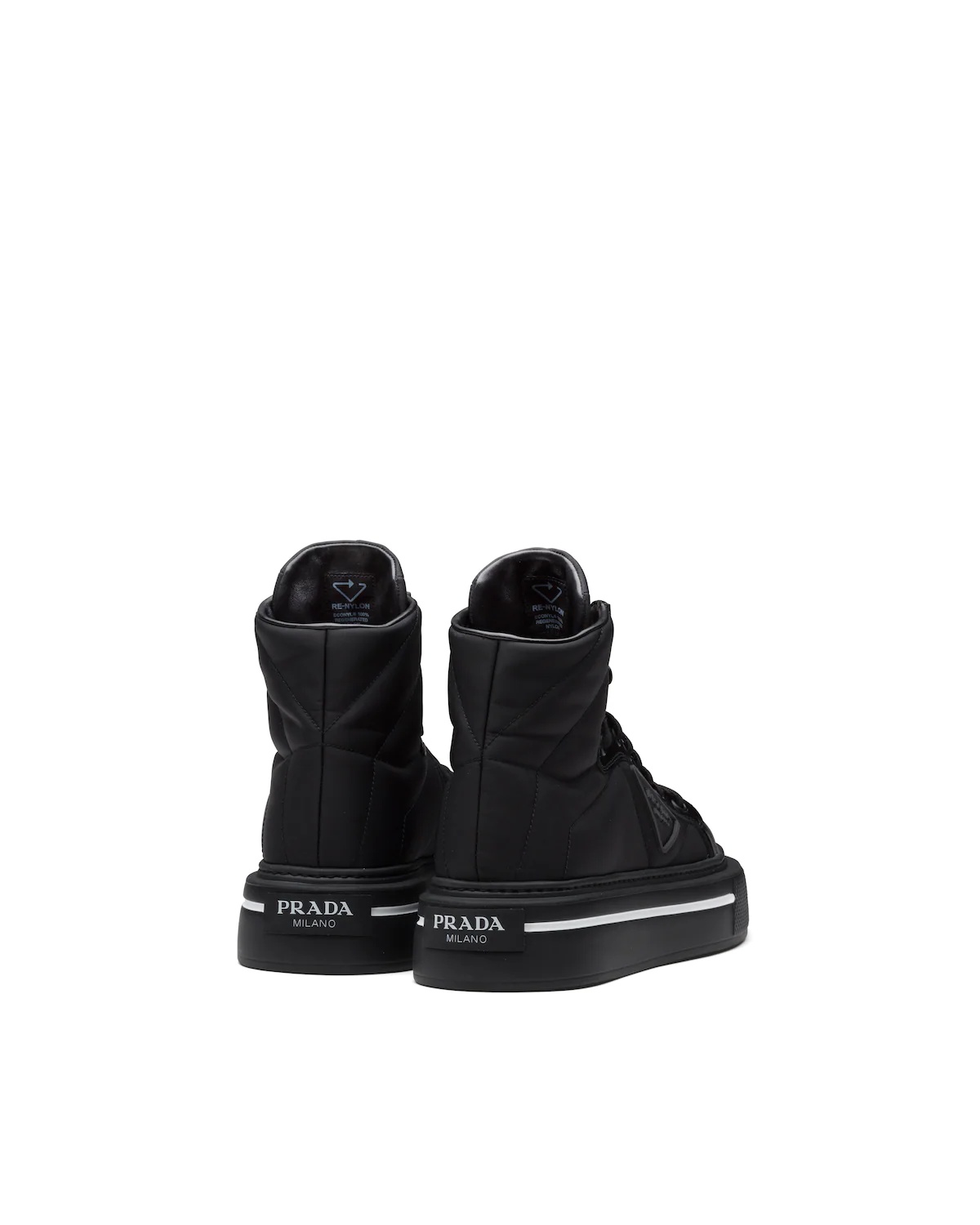 Prada Macro Re-Nylon and brushed leather high-top sneakers - 5