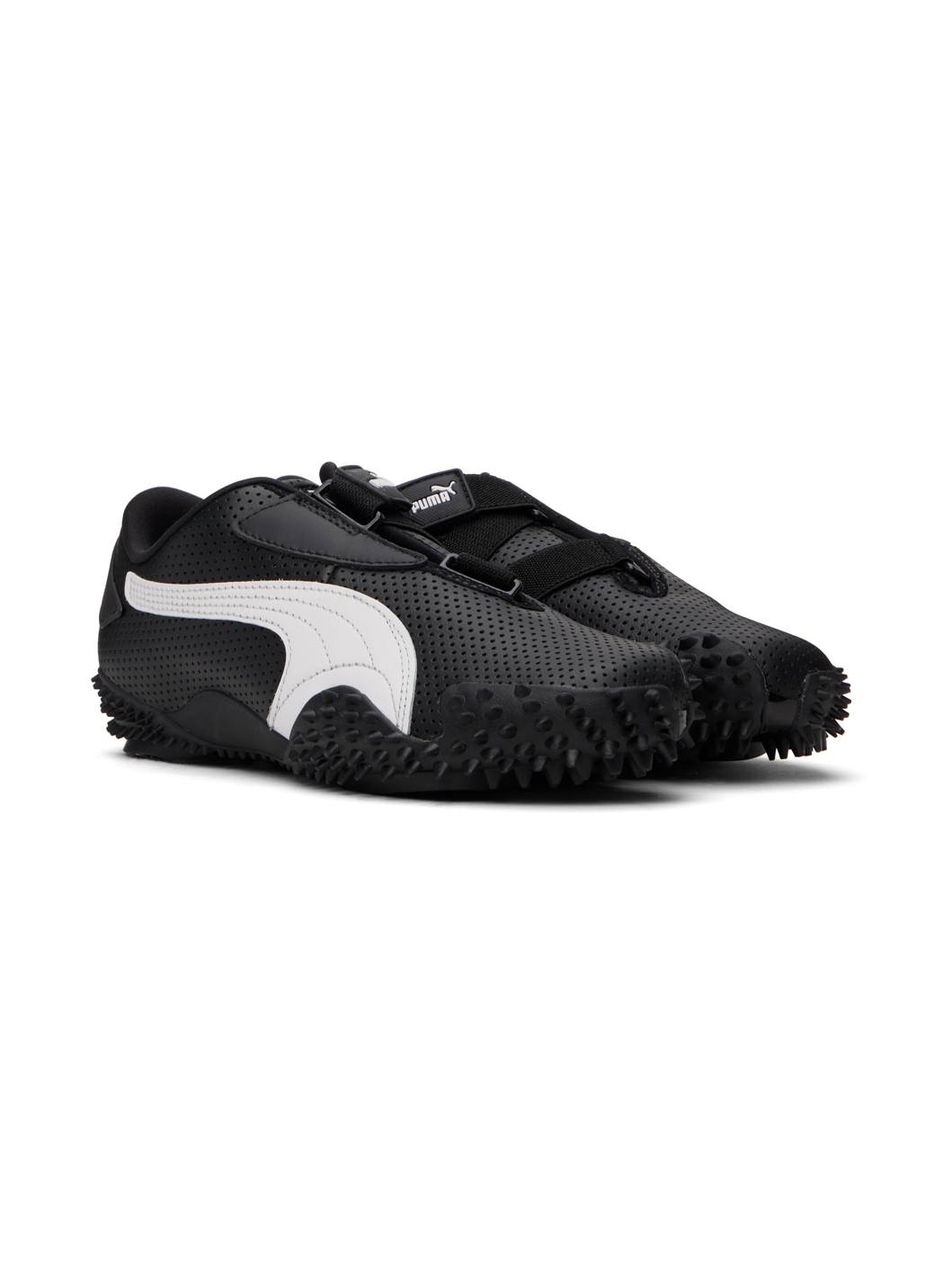 Black & White Mostro Perf Sneakers - 4