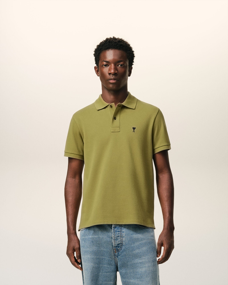 AMI Paris GREEN COTTON SHORT SLEEVES AMI DE COEUR POLO SHIRT outlook