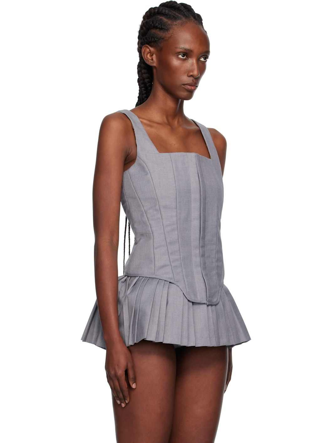 Gray Sleeveless Bustier Top - 2