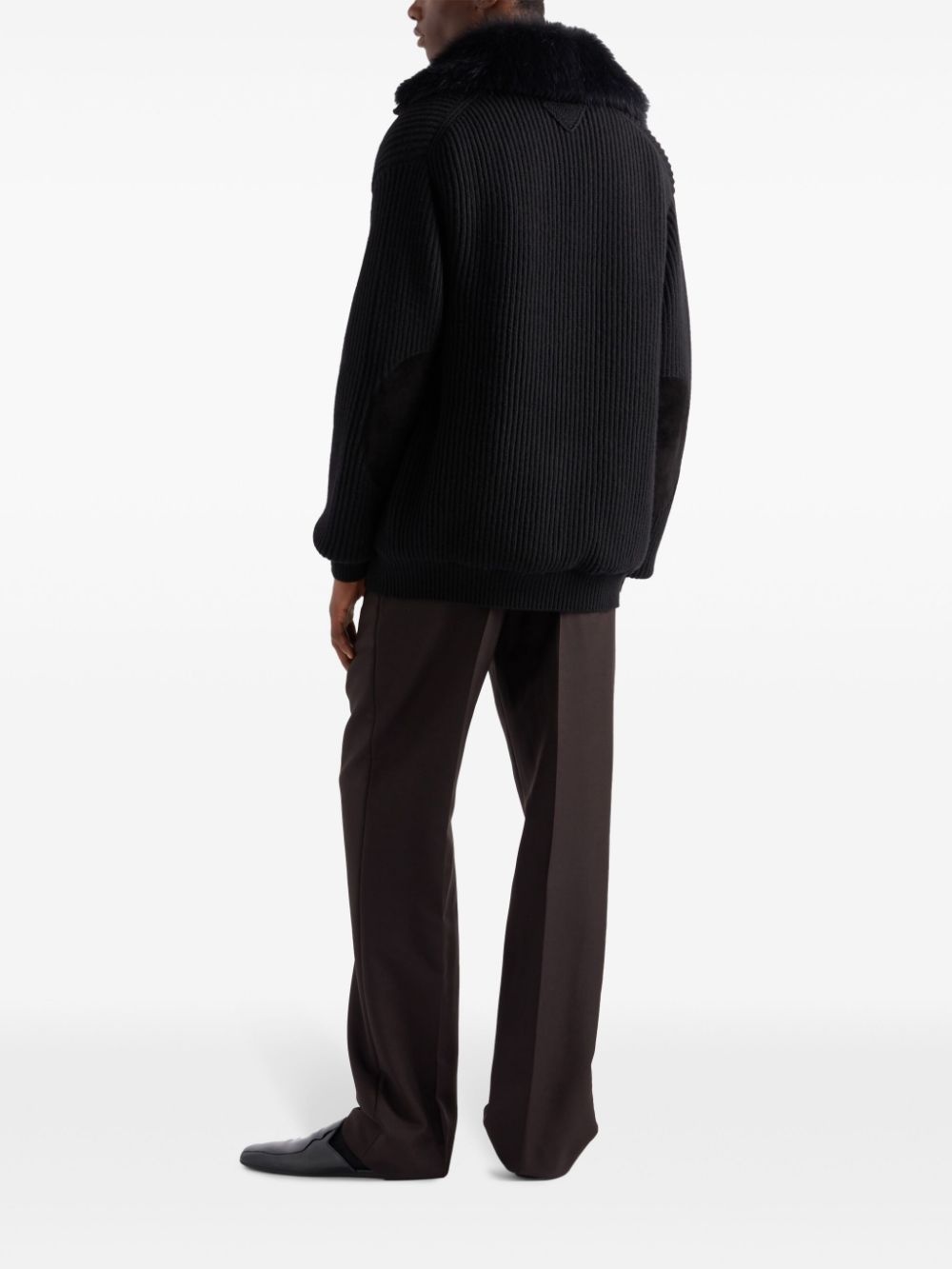 faux-fur collar cardigan - 3