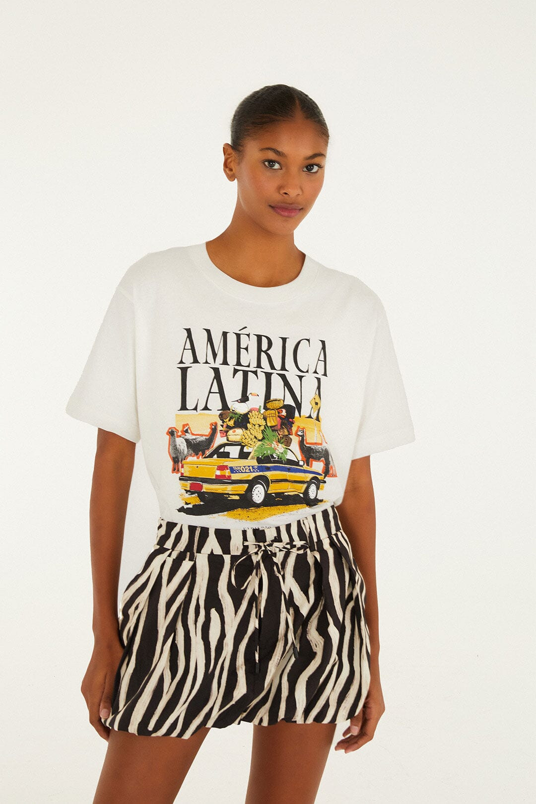 Black Tropical Zebra Organic Cotton Mini Skirt - 2