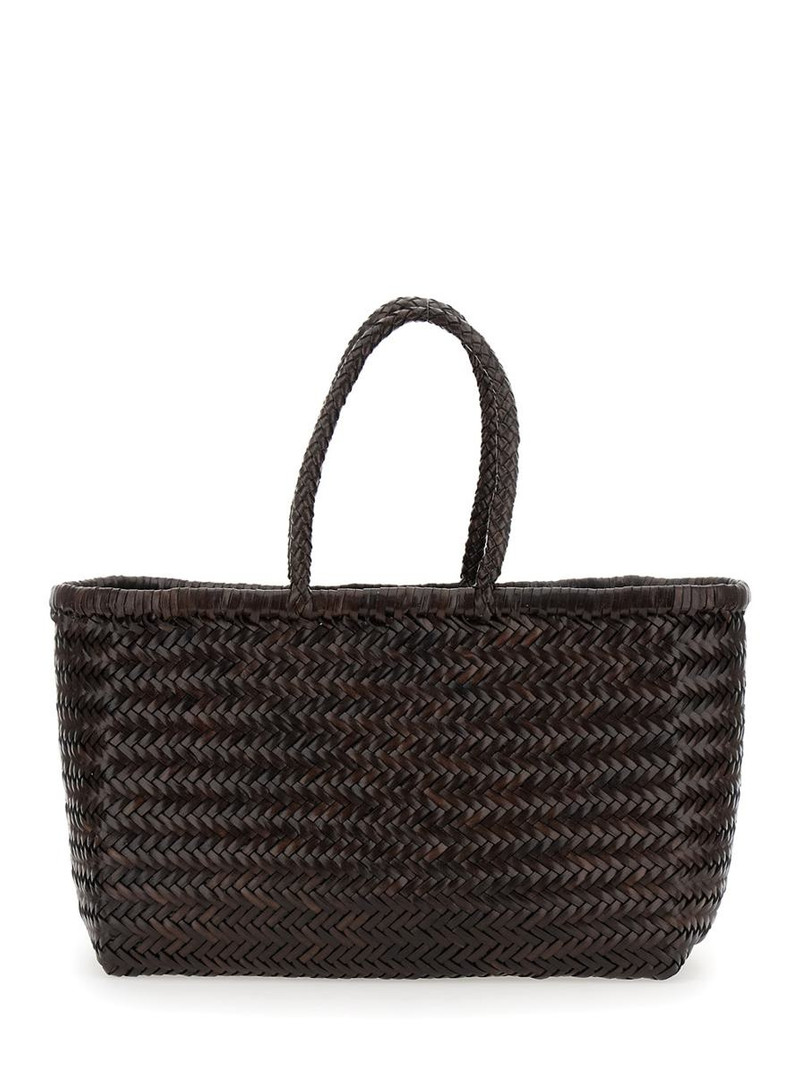 DRAGON DIFFUSION Dragon Diffusion 'Bamboo Triple Jump' Brown Tote Bag In Woven Leather Woman outlook