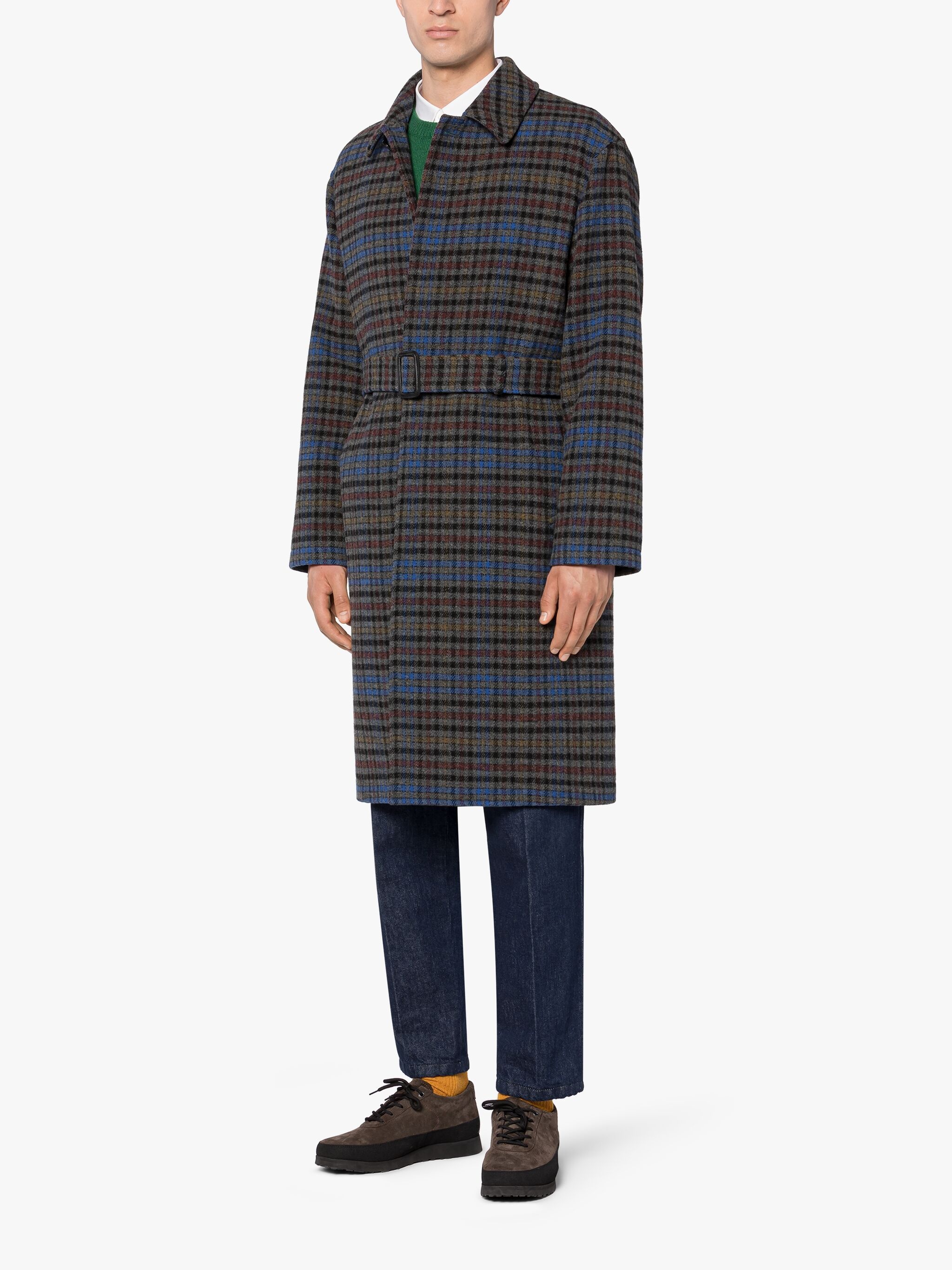 MILAN GREY CHECK WOOL COAT - 4