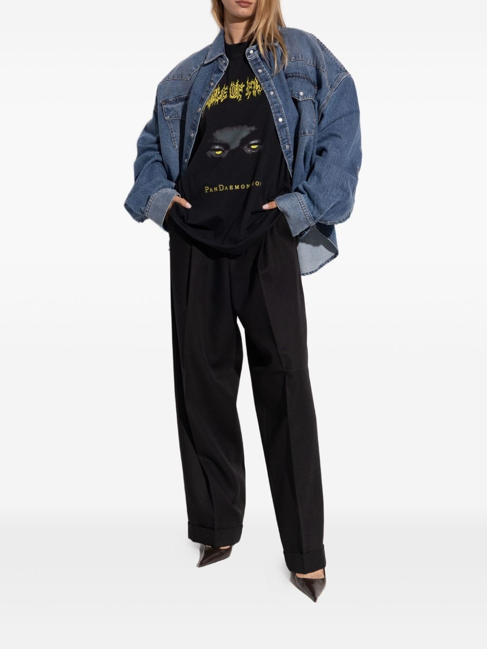button-fastening denim shirt - 2