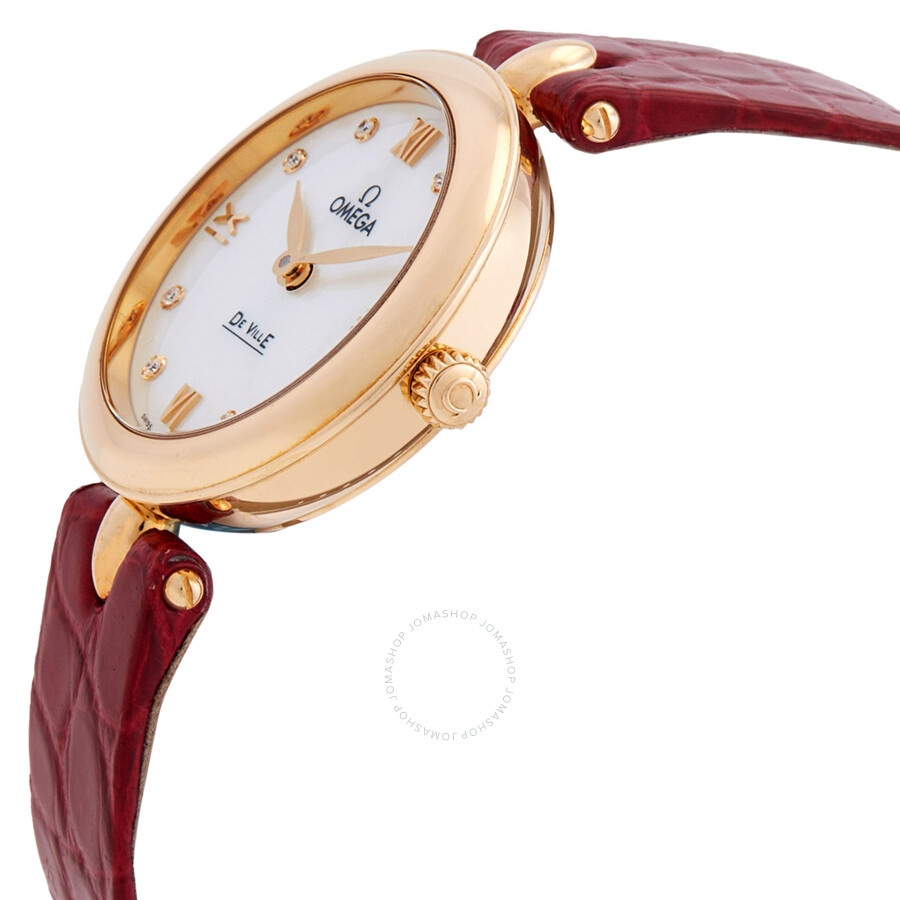 Omega De Ville Prestige Dewdrop Mother of Pearl Diamond Dial 18K Gold Ladies Watch 424.53.27.60.55.0 - 2