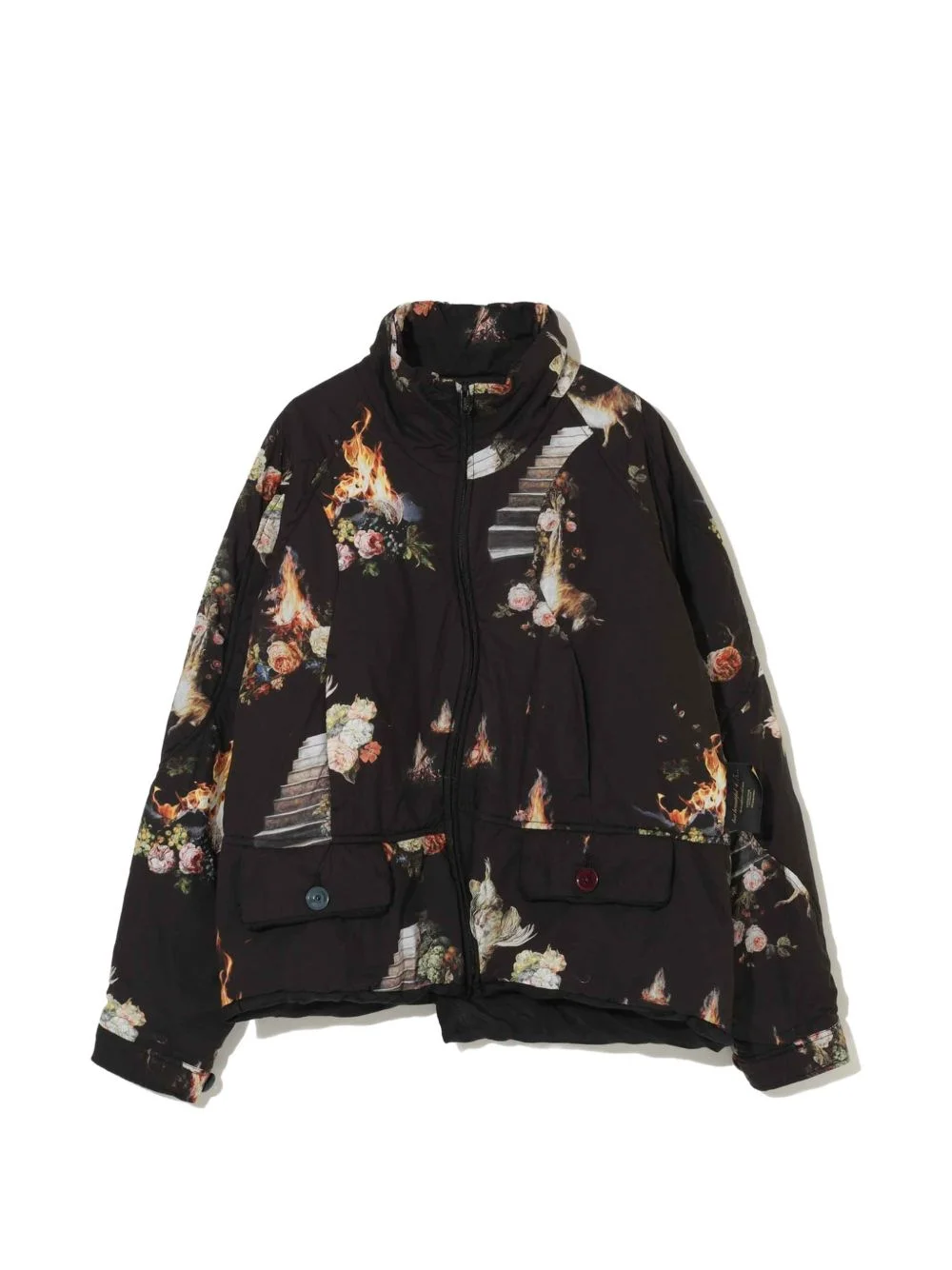 graphic-print asymmetric jacket - 1