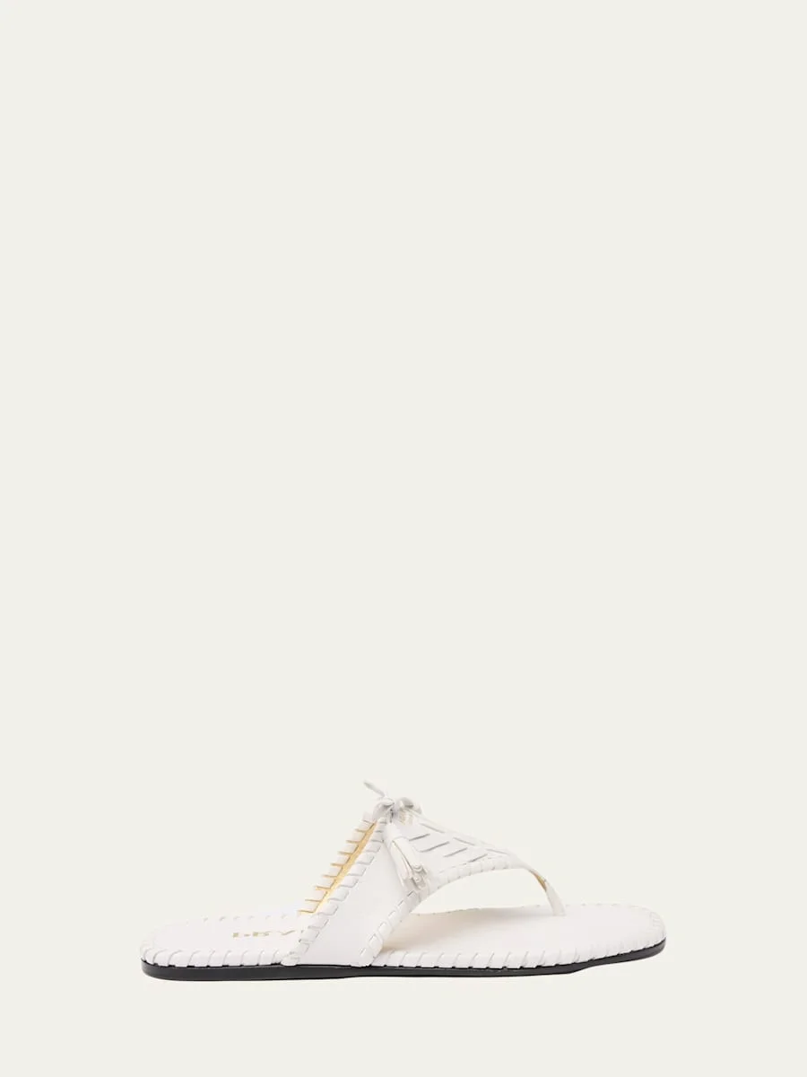 Sienna Threaded Leather Thong Sandals - 1