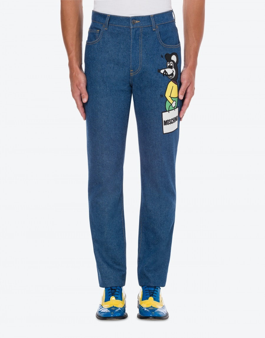 COMICS CHARACTERS STRETCH DENIM TROUSERS - 2