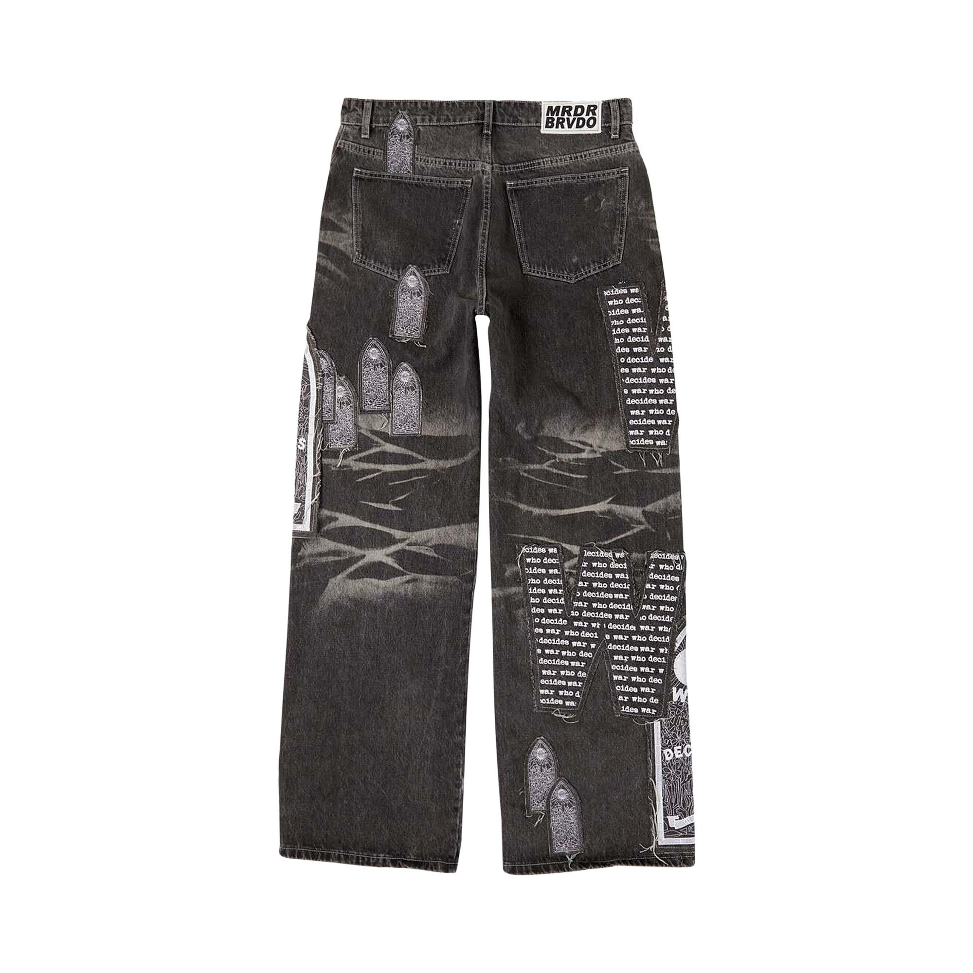 Who Decides War Motif Patched Denim 'Vintage Grey' - 2