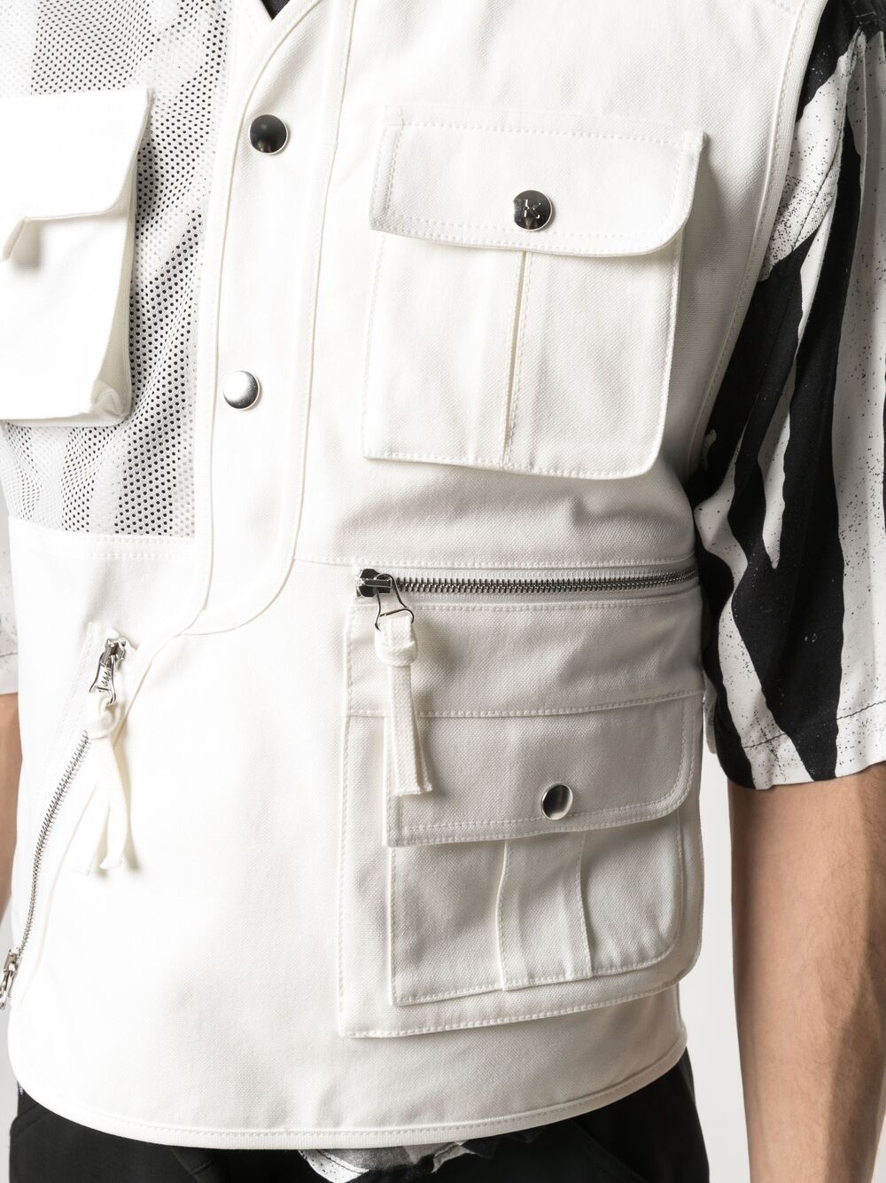 mesh panel multi-pocket vest - 5