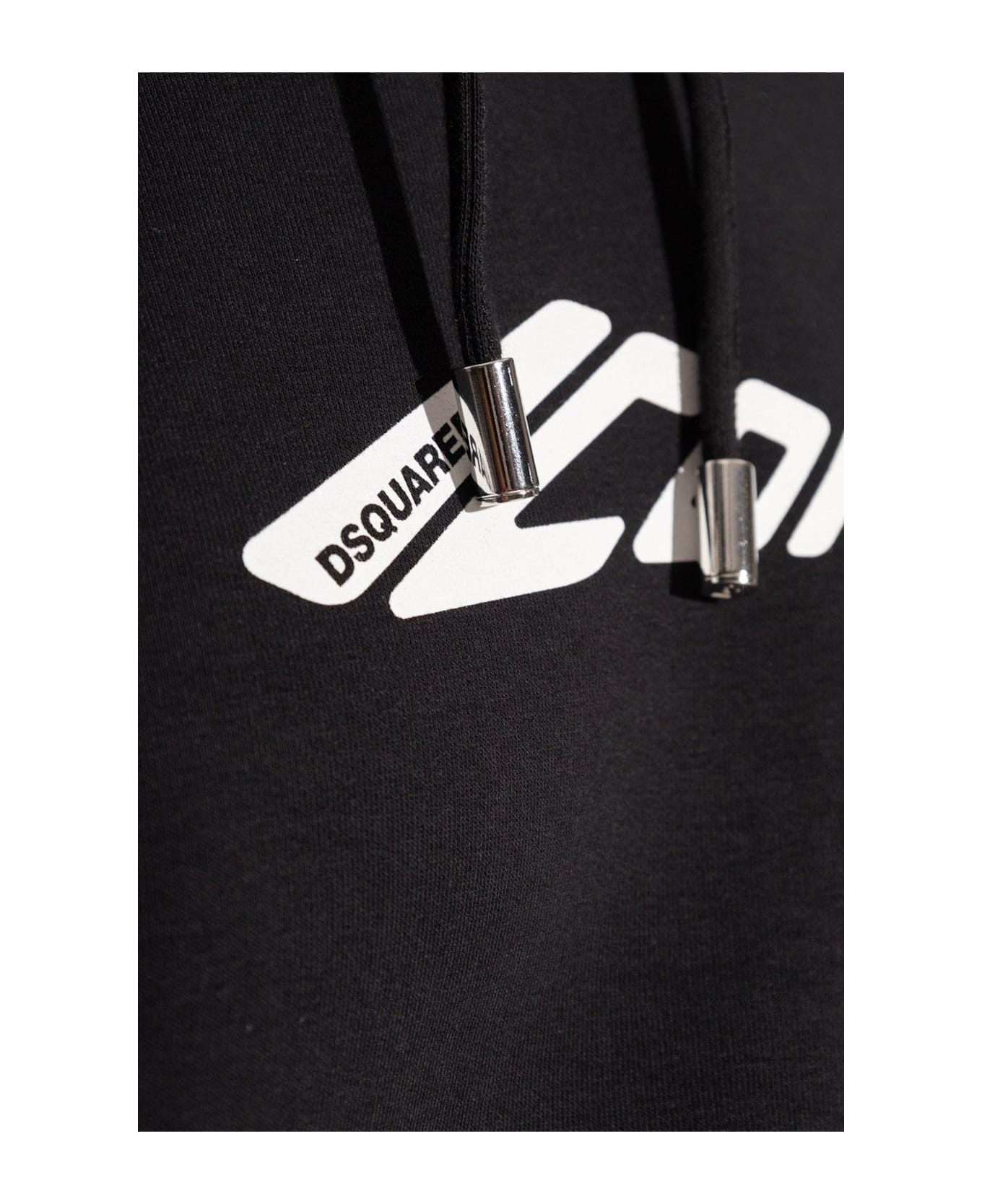 D2 Logo Printed Drawstring Hoodie - 2