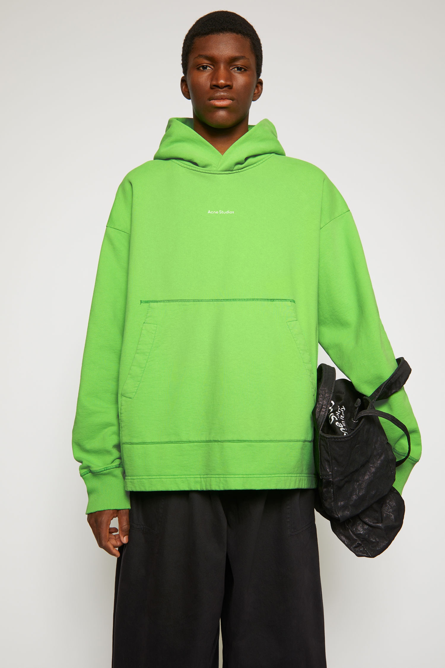 Logo print hooded sweatshirt bright green - 2