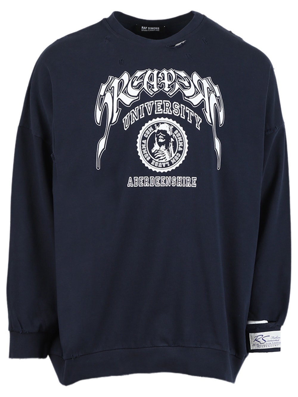 Sreapers Destroyed Crewneck Sweater Dark Navy - 1