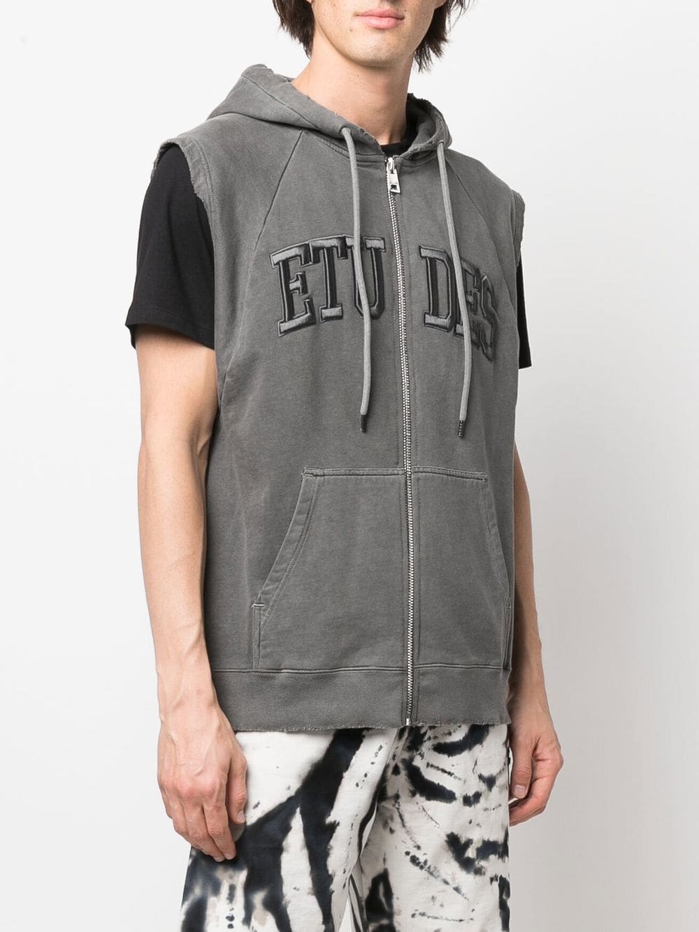 logo zipped sleeveless hoodie - 3