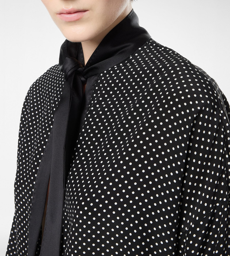 TOM FORD POLKA DOT SILK CREPE DE CHINE LAVALLIERE TUNIC TOP WITH TUXEDO DETAILS outlook
