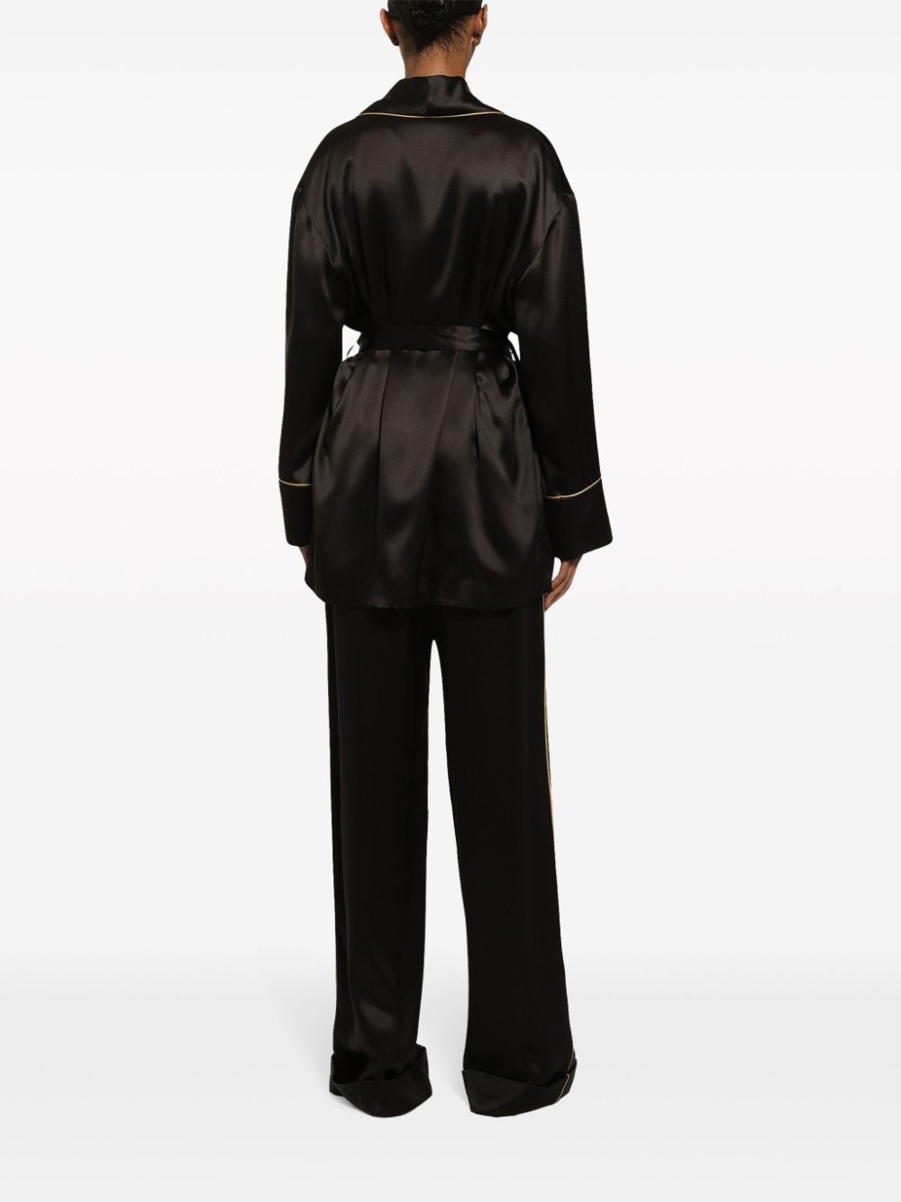 belted silk blazer - 4