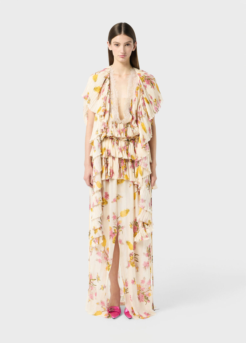 Blumarine LONG PLEATED GEORGETTE DRESS WITH PRINT outlook
