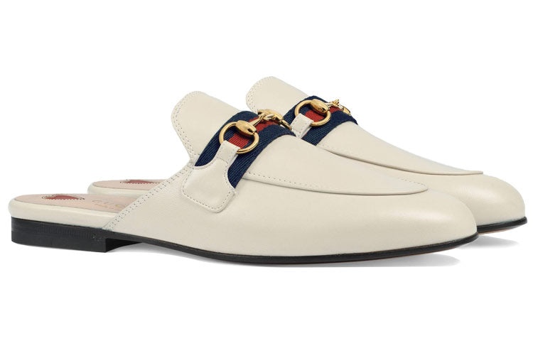 (WMNS) Gucci Princetown 'White Web Leather' 629084-CQXM0-9065 - 2