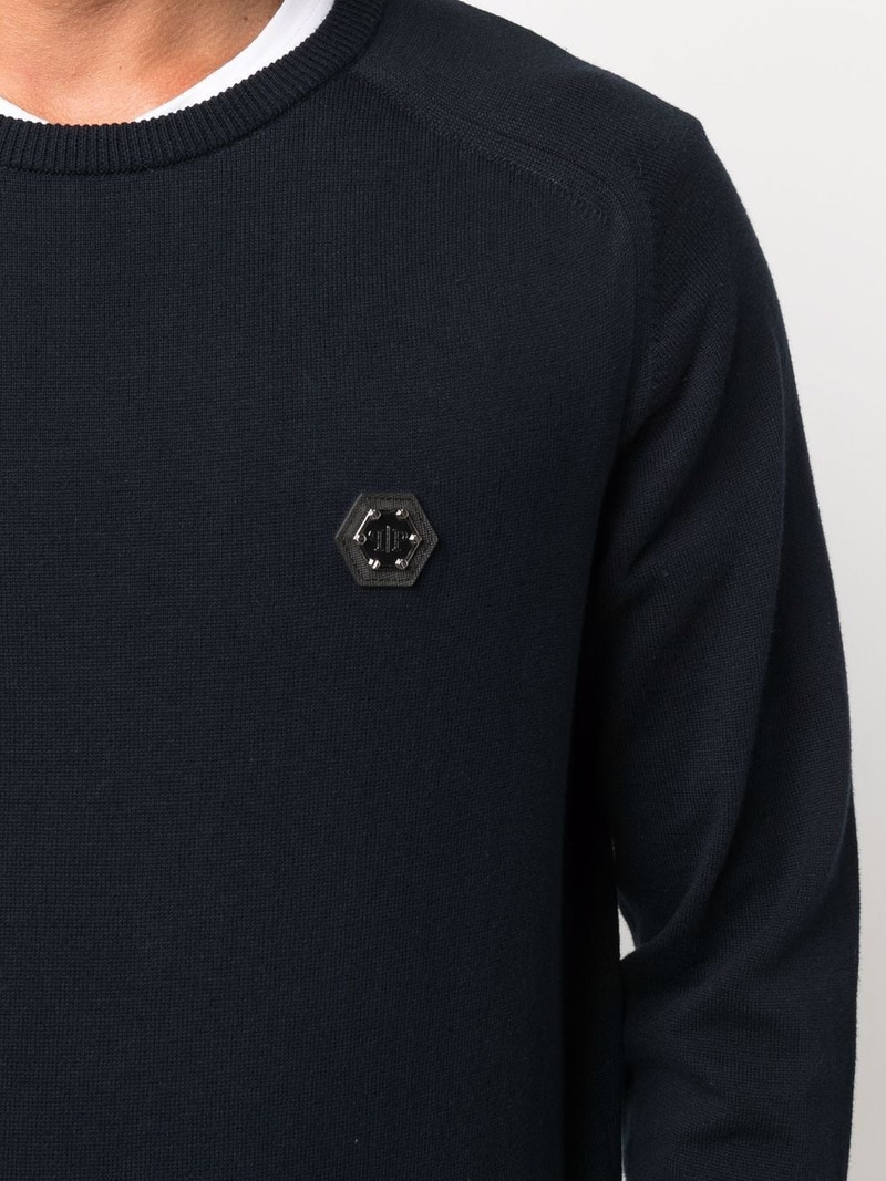 logo-patch crew neck jumper 5