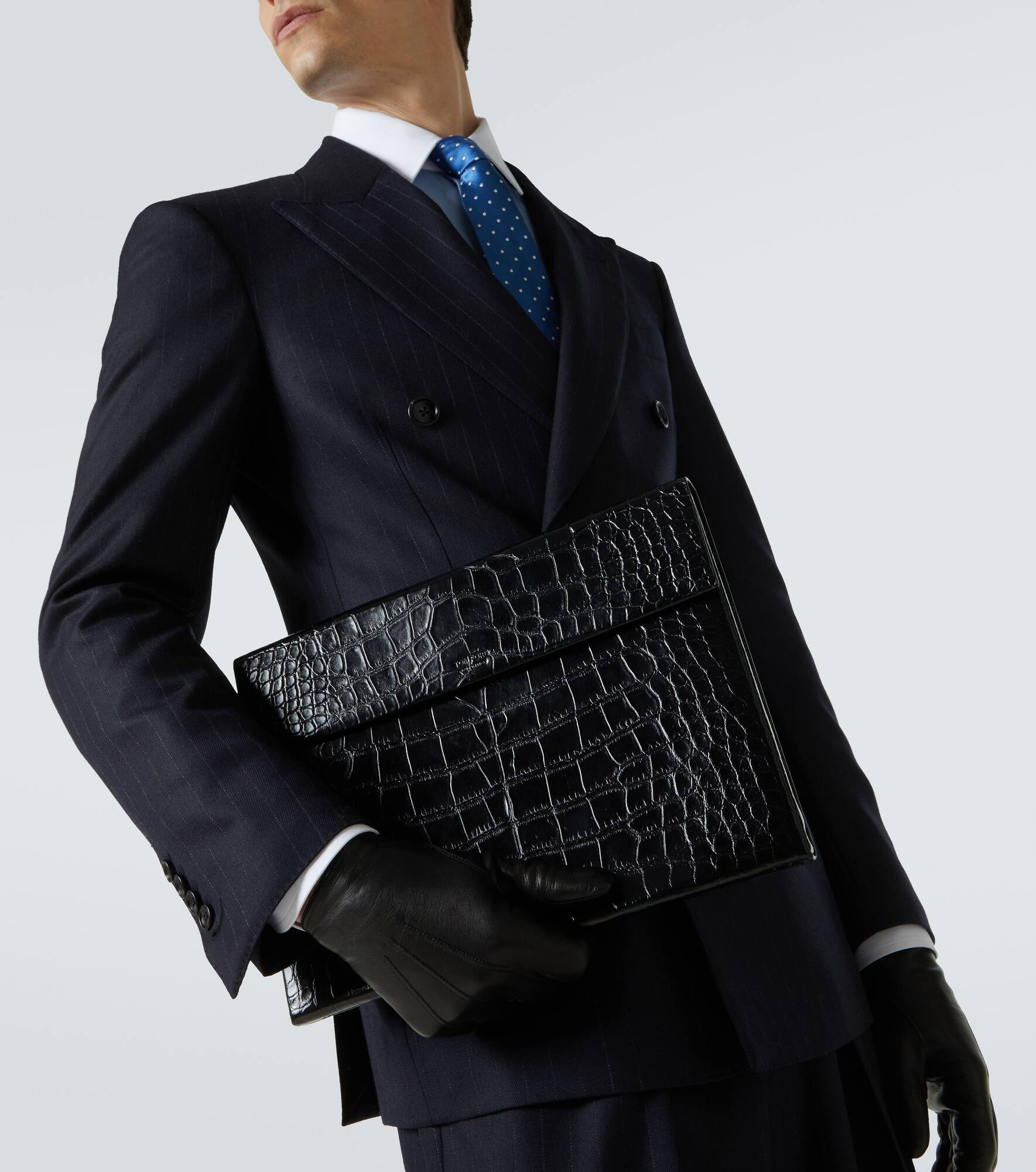Croc-effect leather briefcase - 2