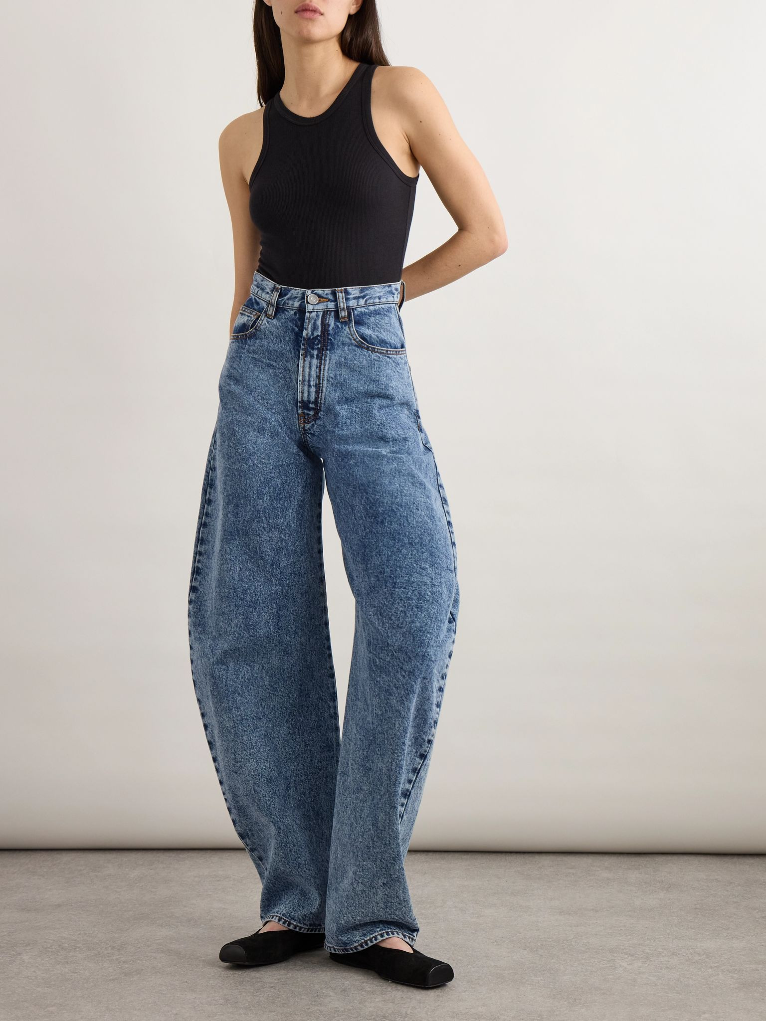 High-rise barrel-leg jeans Blue - 5