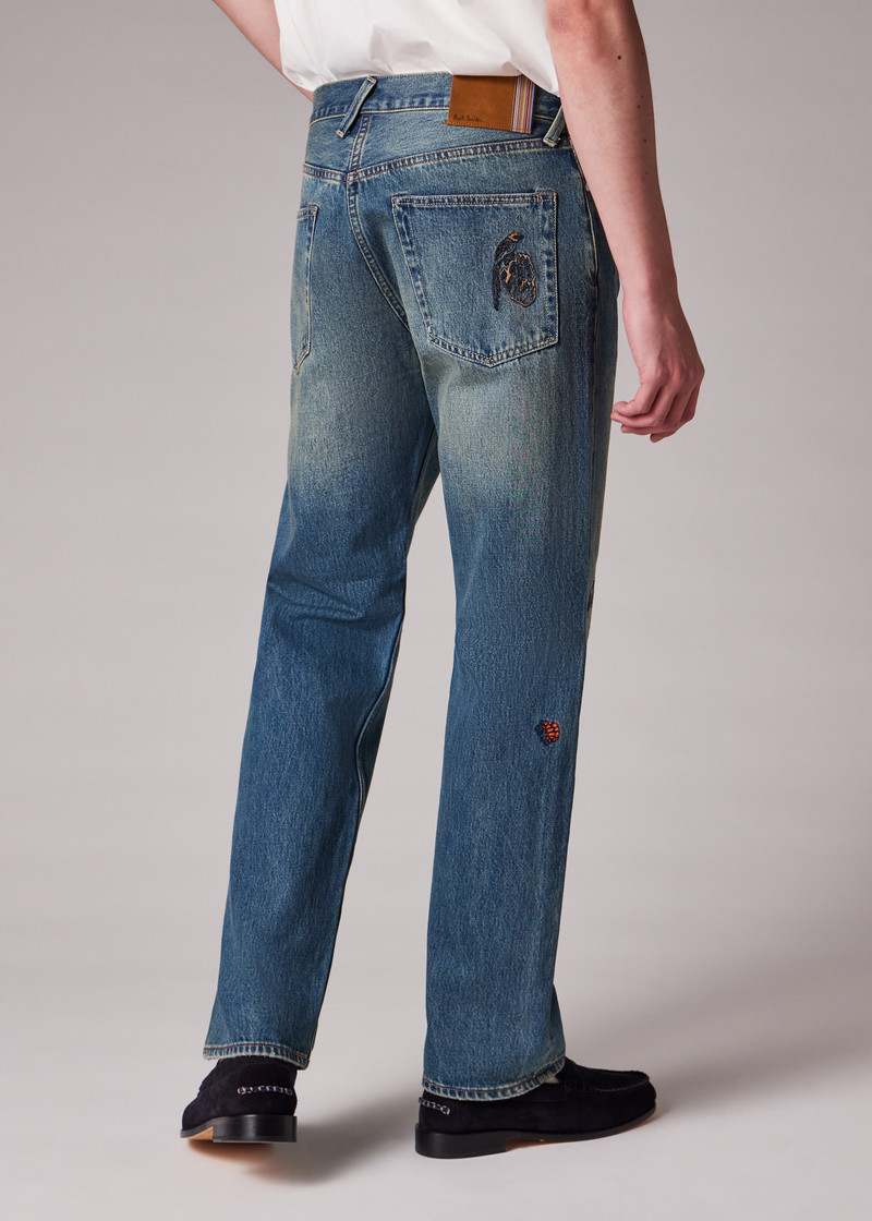 Straight-Fit 'Little Beasts' Embroidered Jeans 6