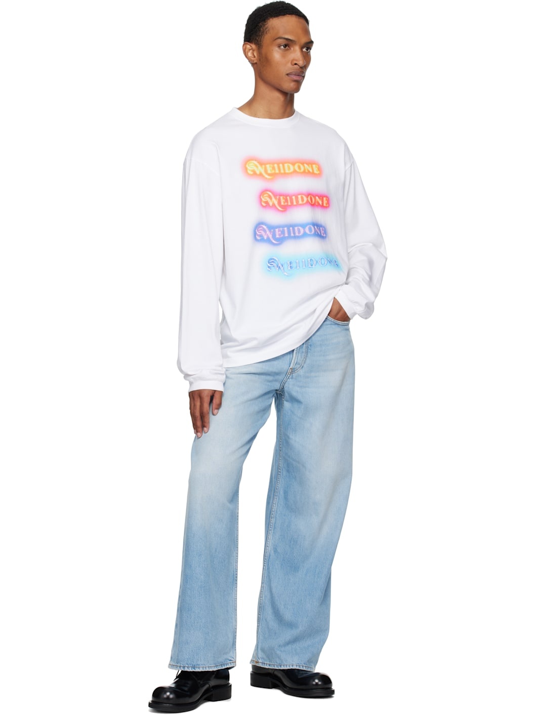 White Neon Logo Long-Sleeved T-shirt - 4